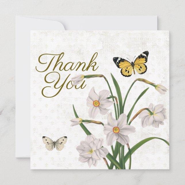 Thank You Fleur de Lis Daffodil Flower Butterfly  (Front)