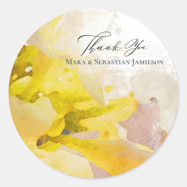 *~* THANK YOU Floral AR15 Elegant Artsy Wedding Classic Round Sticker (Front)