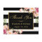 Thank You - Floral Black White Stripes Gold Frame