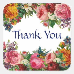 Thank You Floral Burgundy Roses Stickers