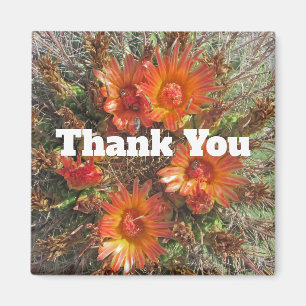 Thank You Floral Cactus Bloom Orange Flowers Magnet