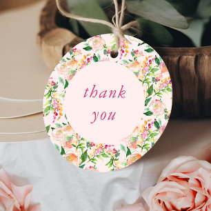 Thank You Floral Chic Pink and Gold Favour Tags