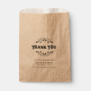 Thank You Floral Custom Wedding Names & Date Favour Bags