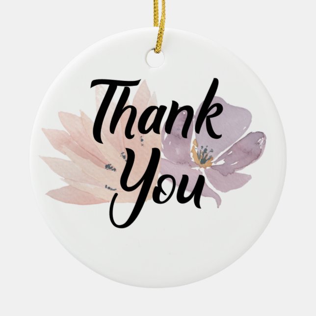 Thank You Floral Design Ceramic Tree Decoration (Front)
