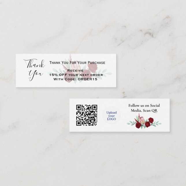 Thank You Floral Discount Code QR  Insert  (Front/Back)
