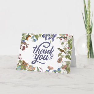 Thank You Floral Hummingbird & Butterfly Card