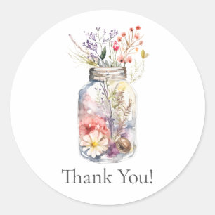 "Thank You" Floral Jar Florist Business Sticker