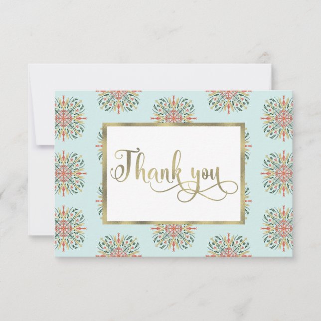 Thank You Floral Mandala Greenery Botanical Art Card (Front)