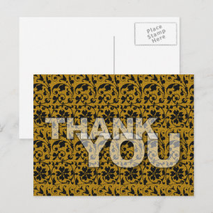 Thank You Floral Pattern Postcard Brown