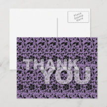 Thank You Floral Pattern Postcard Purple