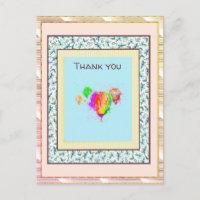 Thank You  Floral Pink Balloon Gold Spark