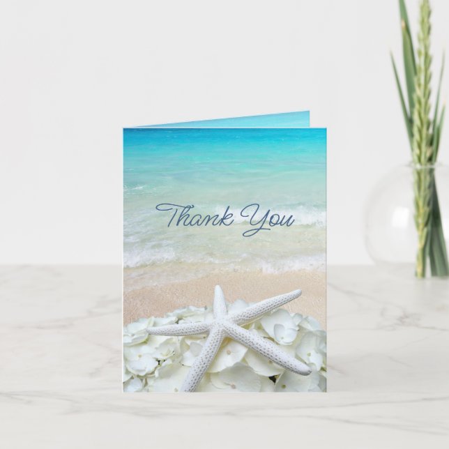 Thank You Floral Starfish Ocean Folded Card (Front)
