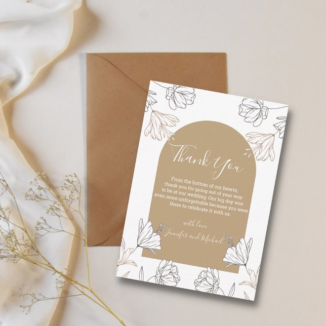 thank you floral terracotta arch minimal wedding  card (Creator Uploaded)