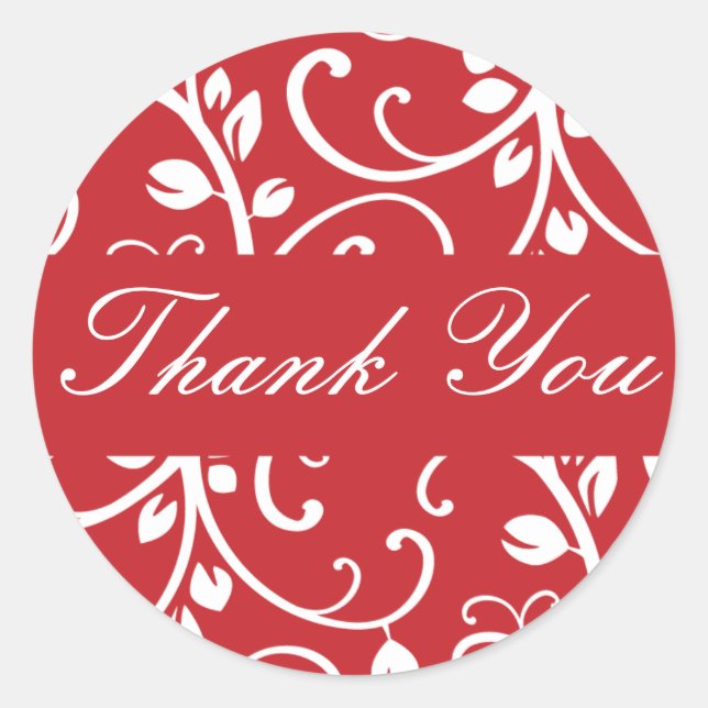 Thank You Floral Vine Envelope Sticker Seal (Front)