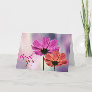 Thank You Floral Watercolor Chic Girly Wedding Card