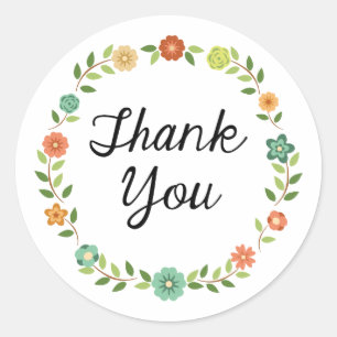 Thank You Floral Wreath Sticker