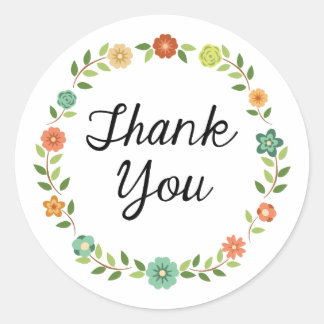 Thank You Floral Wreath Sticker