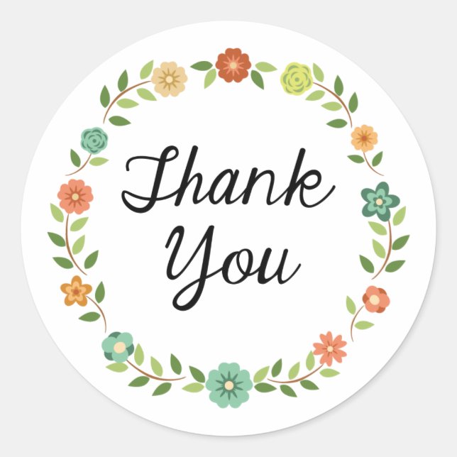 Thank You Floral Wreath Sticker (Front)