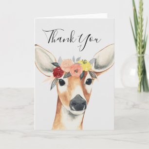 Thank You Flower Crown Forester Deer Card