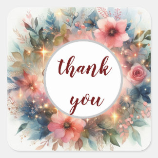 thank you flower design  square sticker