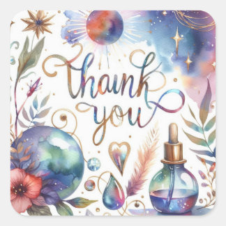 thank you flower design  square sticker