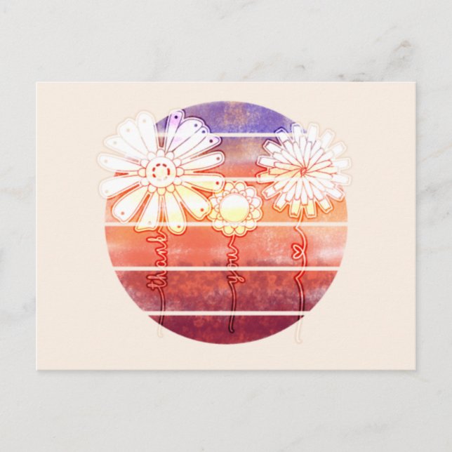 Thank You Flowers at Sunset - Light Orange Postcard (Front)