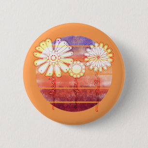 Thank You Flowers at Sunset - Orange Button