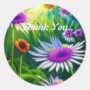 Thank You Flowers Classic Round Sticker