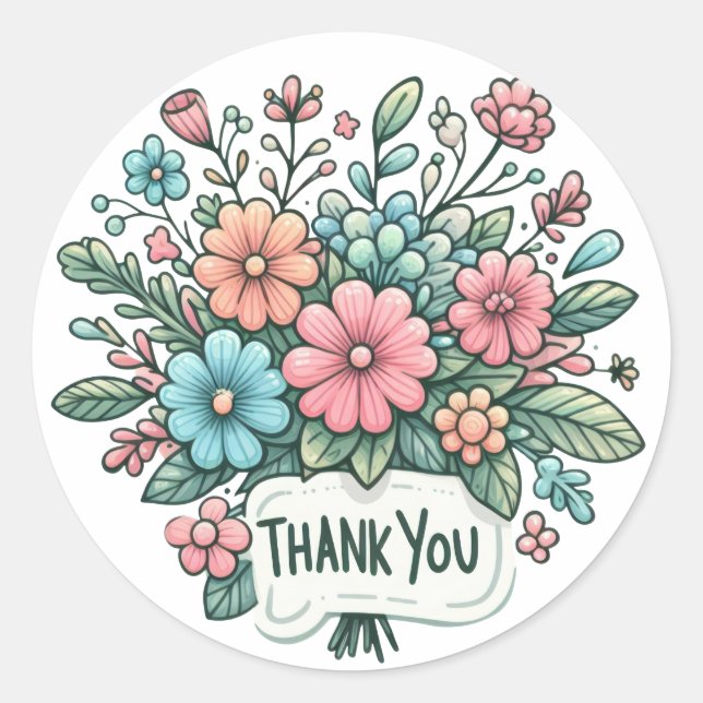  Thank You Flowers Classic Round Sticker (Front)