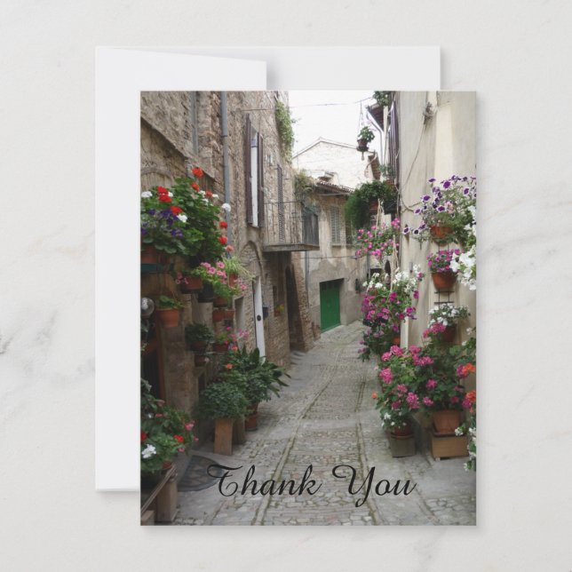 Thank You Flowers Italian Sidestreet Notecard (Front)