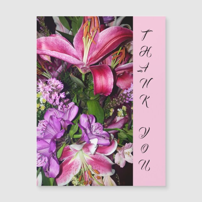 Thank You Flowers Magnetic Greeting Card (Front)