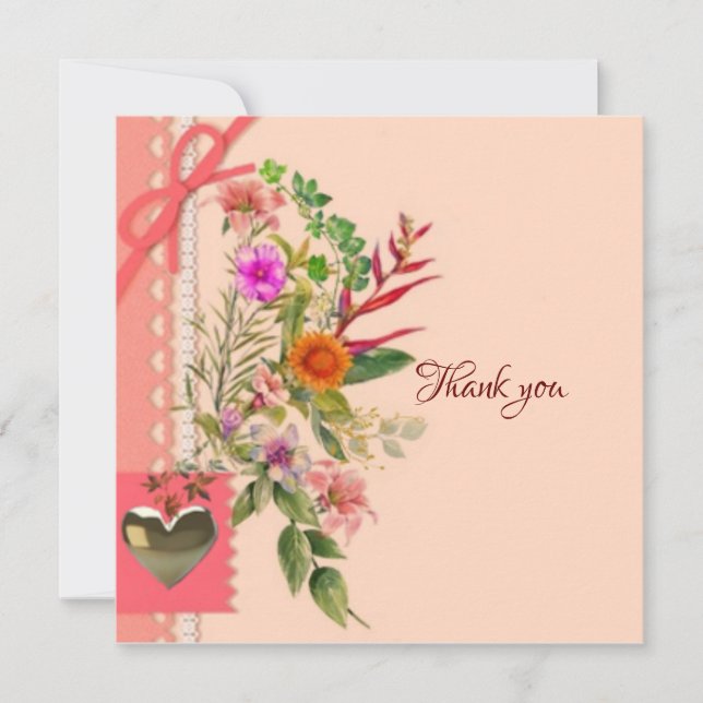 Thank you flowers vintage card (Front)