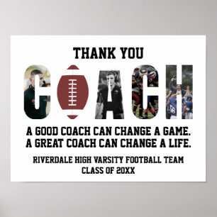 Thank You Football Coach Sports From The Team Cool Poster