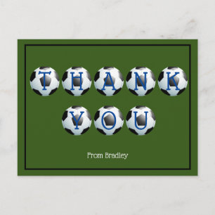 Thank You Football Soccer Custom Personalised Postcard