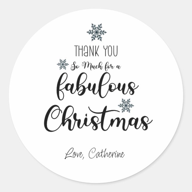 Thank you for a fabulous christmas invitation classic round sticker (Front)