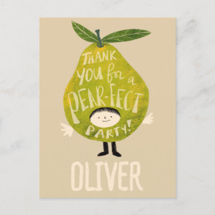 Thank you for a pear-fect party funny pear drawing postcard