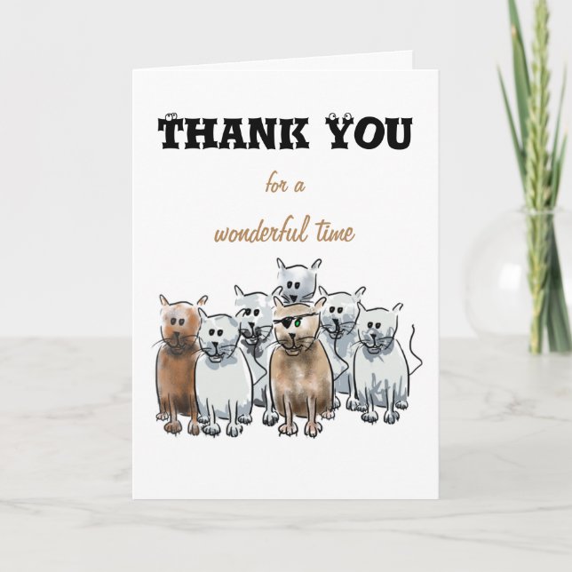 Thank you for a wonderful time cartoon cats (Front)