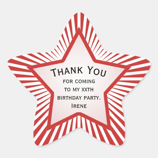 Thank You: For All Ages - Birthday Red/White Star Sticker (Front)