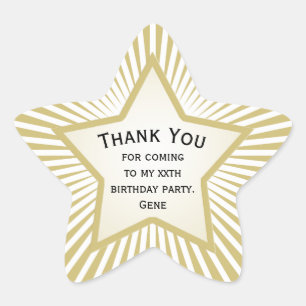 Thank You: For All Birthdays - Gold/White Star Star Sticker