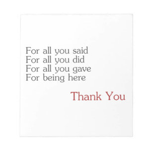 Thank you for all notepad