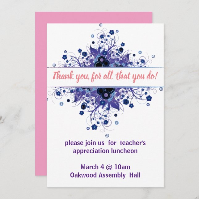 Thank you, for all that you do invitation (Front/Back)