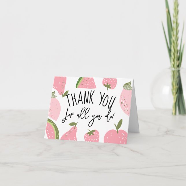 Thank You for All You Do! – Pink Fruit Design Holiday Card (Front)