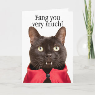 Thank You For Anyone Funny Cat Vampire Humour  Holiday Card