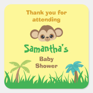 Thank you for attending safari baby shower  square sticker