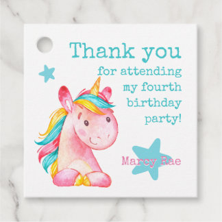 Thank you for attending Unicorn Party Favour Tags