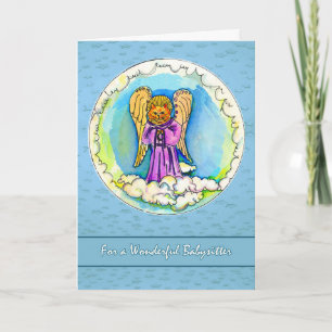 Thank You for Babysitter, Pet Sitter, Cat Angel Card