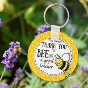 thank you for bee-ing a great teacher bee key ring