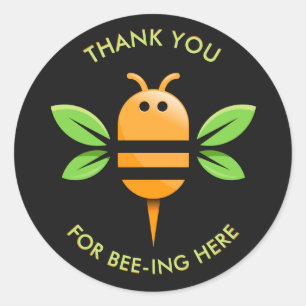 Thank You for Bee-ing Here Black Classic Round Sticker