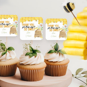 Thank You for Bee-ing so Sweet Honeycomb Beehive Square Sticker