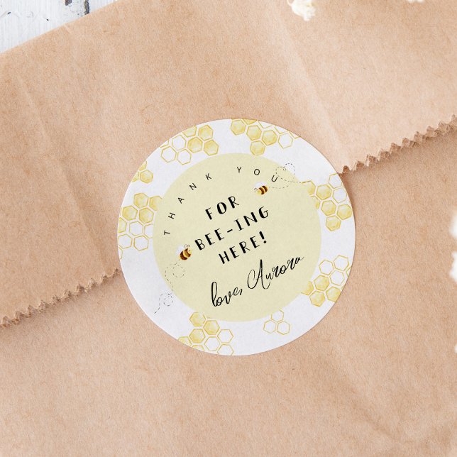 Thank you for beeing here bumble bee classic round sticker (Creator Uploaded)